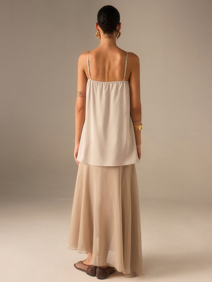 Robe Maxi Longue En Mousseline Semi-Transparente 2 en 1