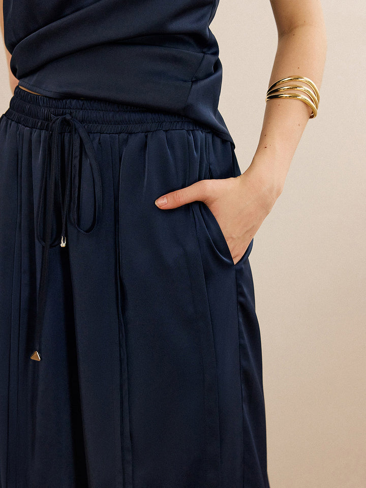 Ensemble Haut Dos Nu en Satin et Pantalon Large