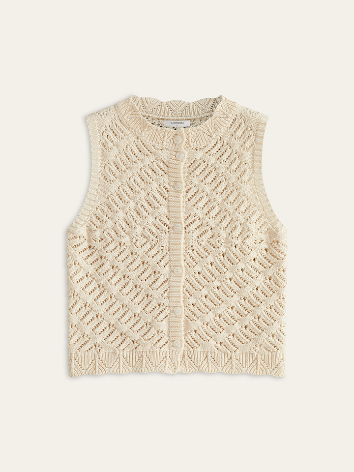 Cardigan sans manches en tricot avec fermeture boutonnée