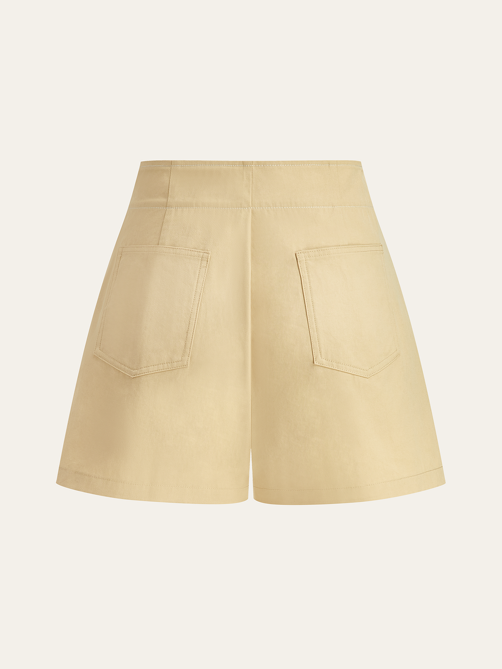 Shorts Taille Haute à Boutons et Jambes Larges
