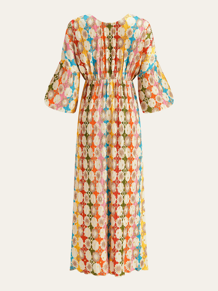 Robe Mi-longue Jacquard à Col en V