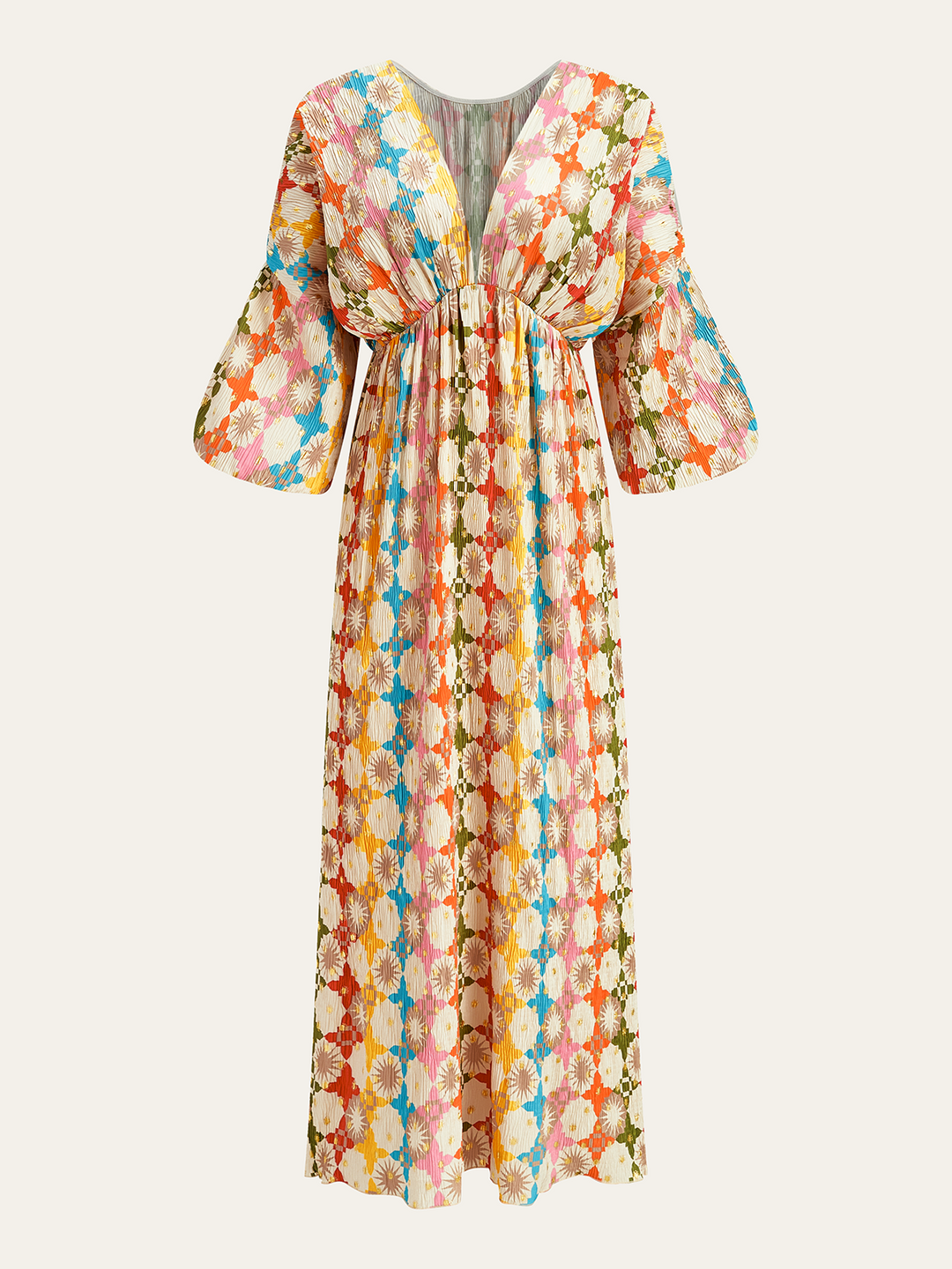 Robe Mi-longue Jacquard à Col en V