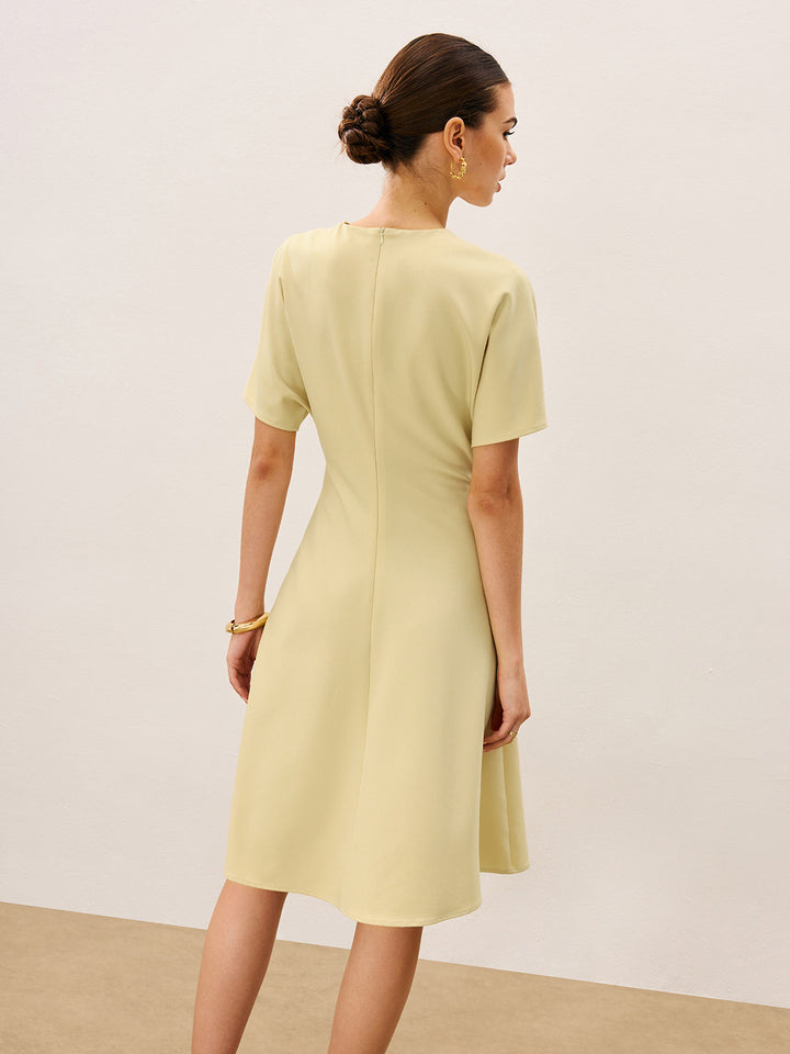 Robe Mi-longue Manches Courtes Col V