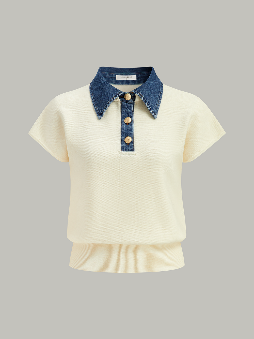 Haut en tricot à la taille cintrée avec col en jean