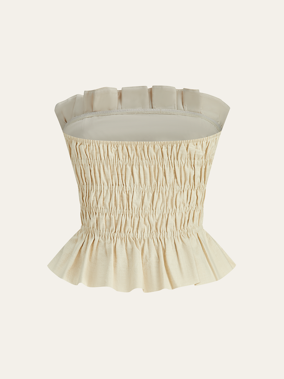 Top Bardot Volants Froncé en Coton et Lin
