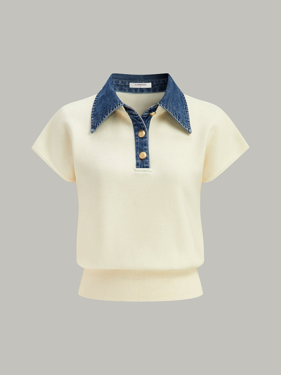 Haut en tricot à la taille cintrée avec col en jean