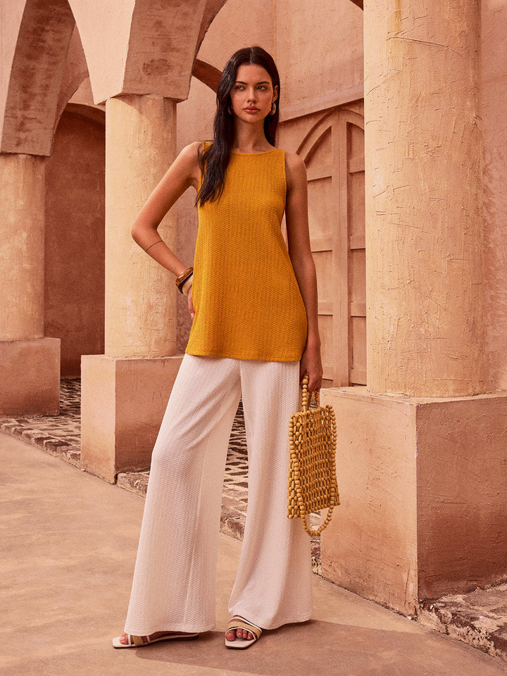 Pantalon en tricot large texturé