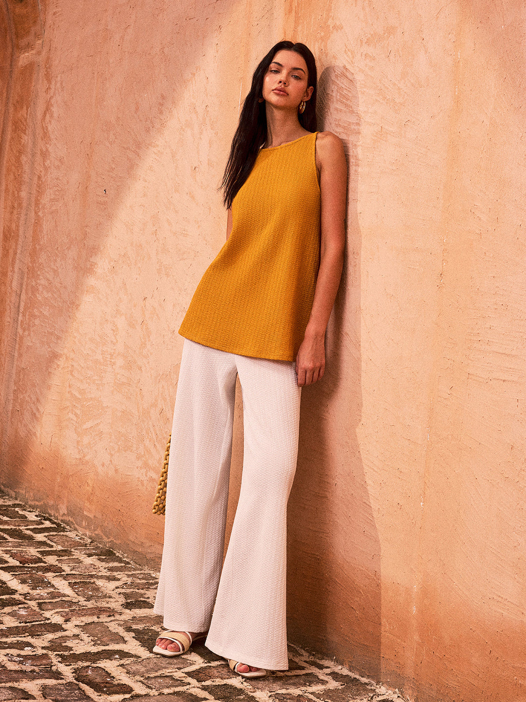 Pantalon en tricot large texturé