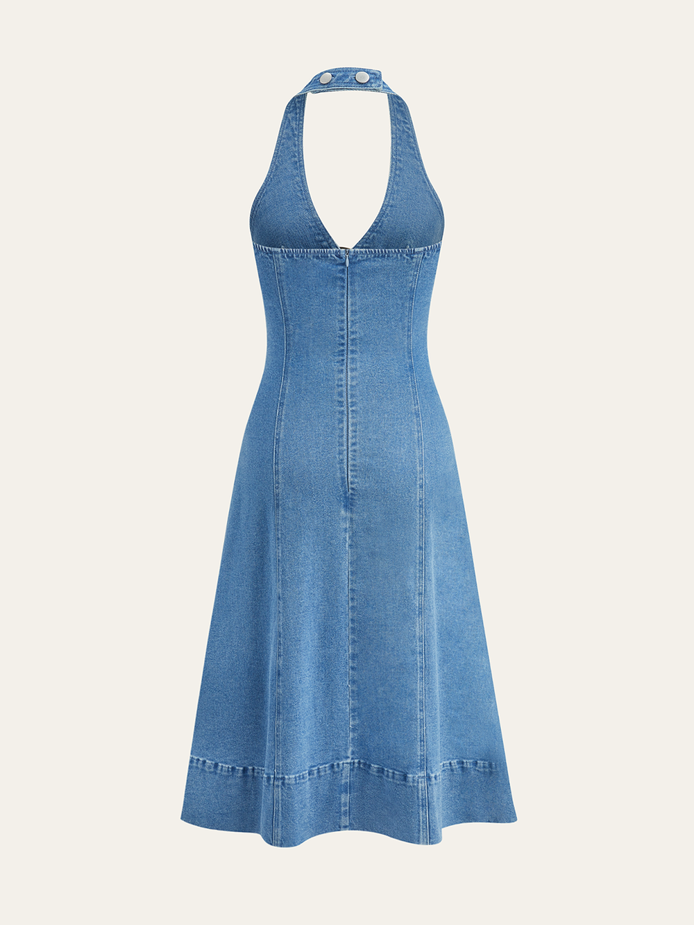 Robe en jean fendue à col bénitier semi-transparente