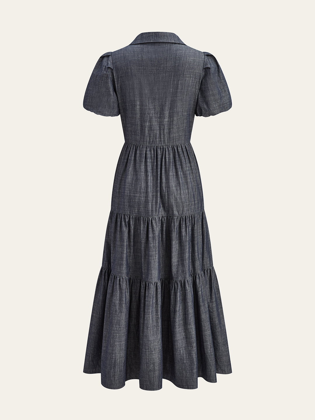 Robe Longue à Manches Bouffantes et Boutonnée sur le Devant