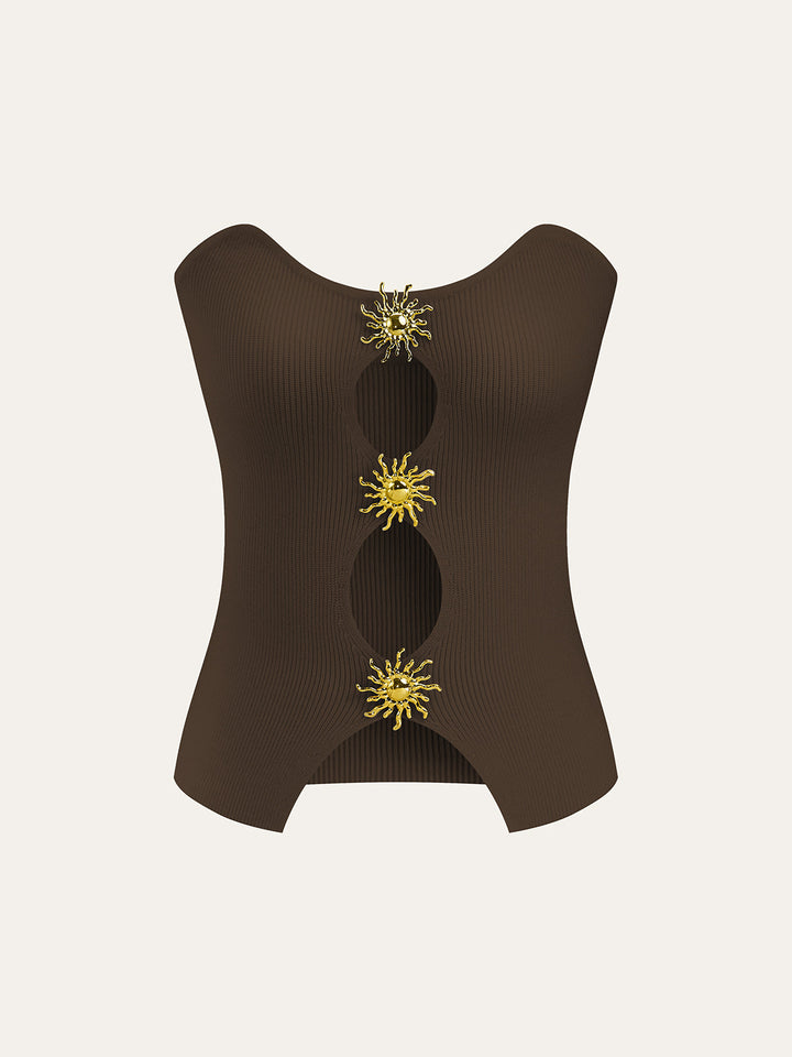 Gilet en maille à découpes métalliques
