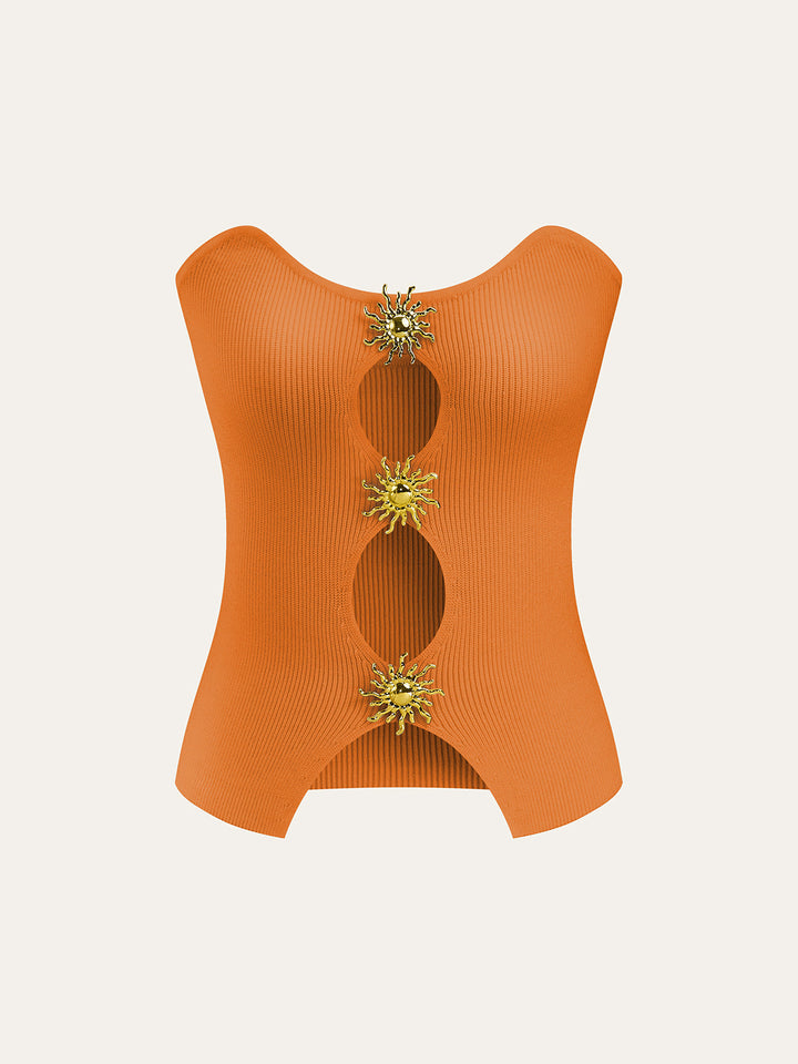 Gilet en maille à découpes métalliques