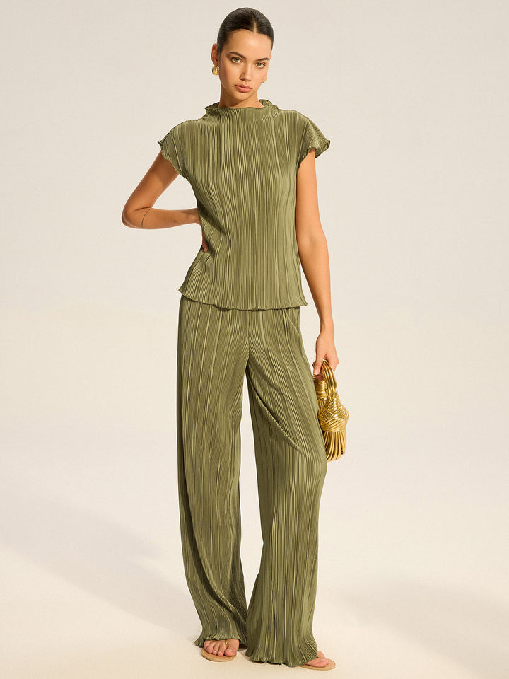 Ensemble Haut Plissé et Pantalon Large