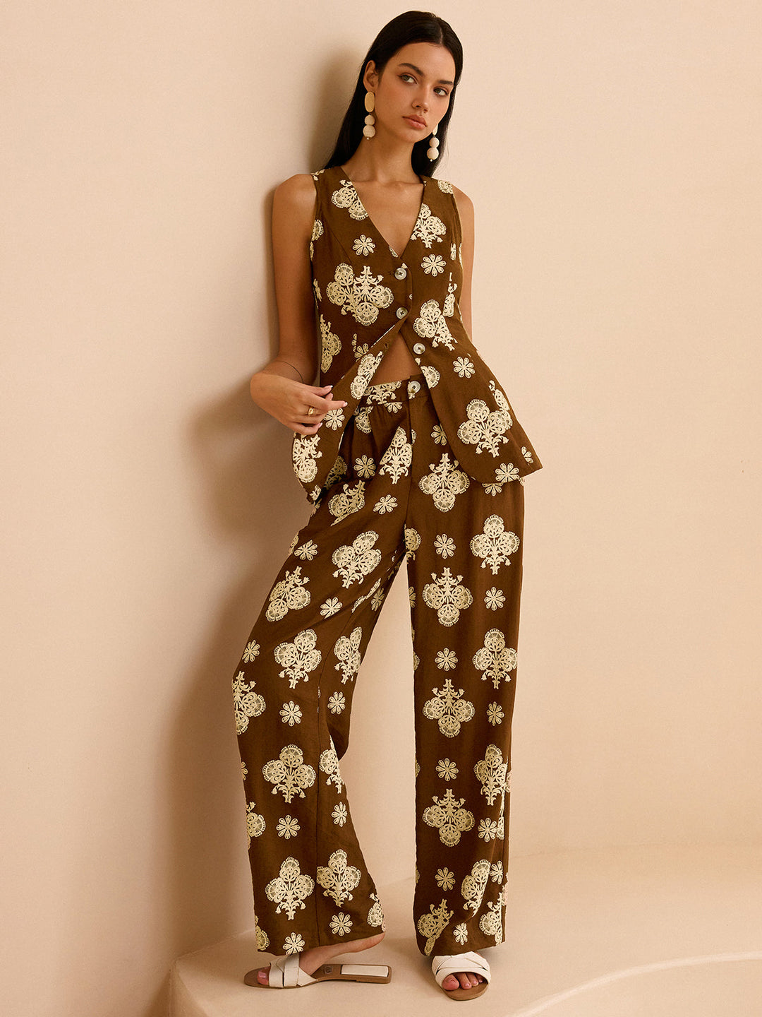 Ensemble Pantalon Large Imprimé Floral