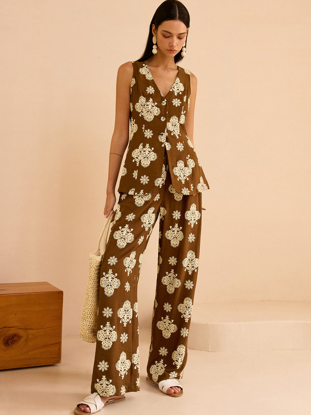 Ensemble Pantalon Large Imprimé Floral
