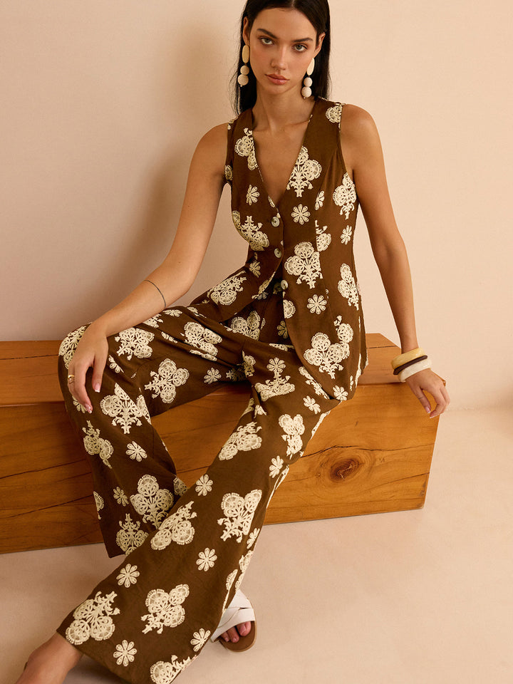 Ensemble Pantalon Large Imprimé Floral