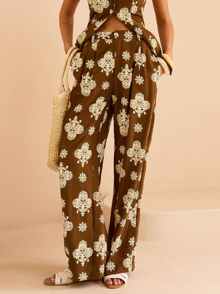 Ensemble Pantalon Large Imprimé Floral