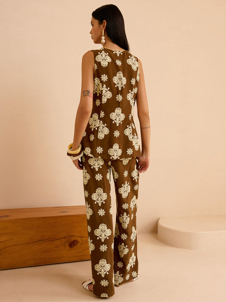 Ensemble Pantalon Large Imprimé Floral