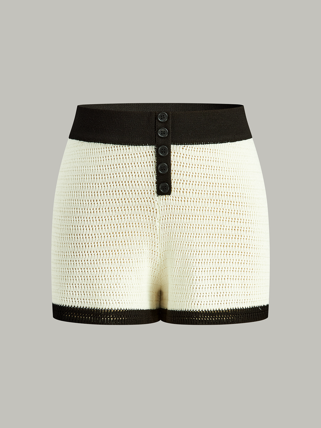 Short en tricot à boutons avec bordure contrastante