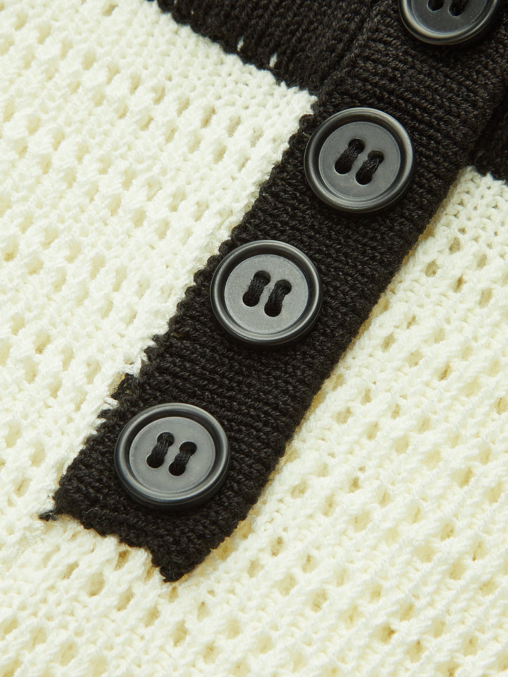 Short en tricot à boutons avec bordure contrastante