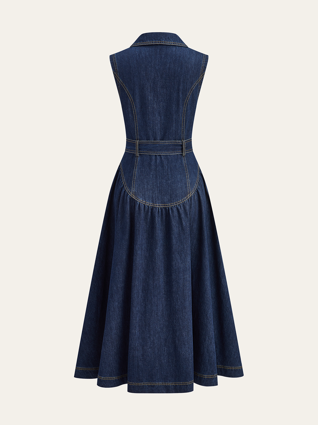Robe Ceinturée En Jean À Boutons Détails Métalliques