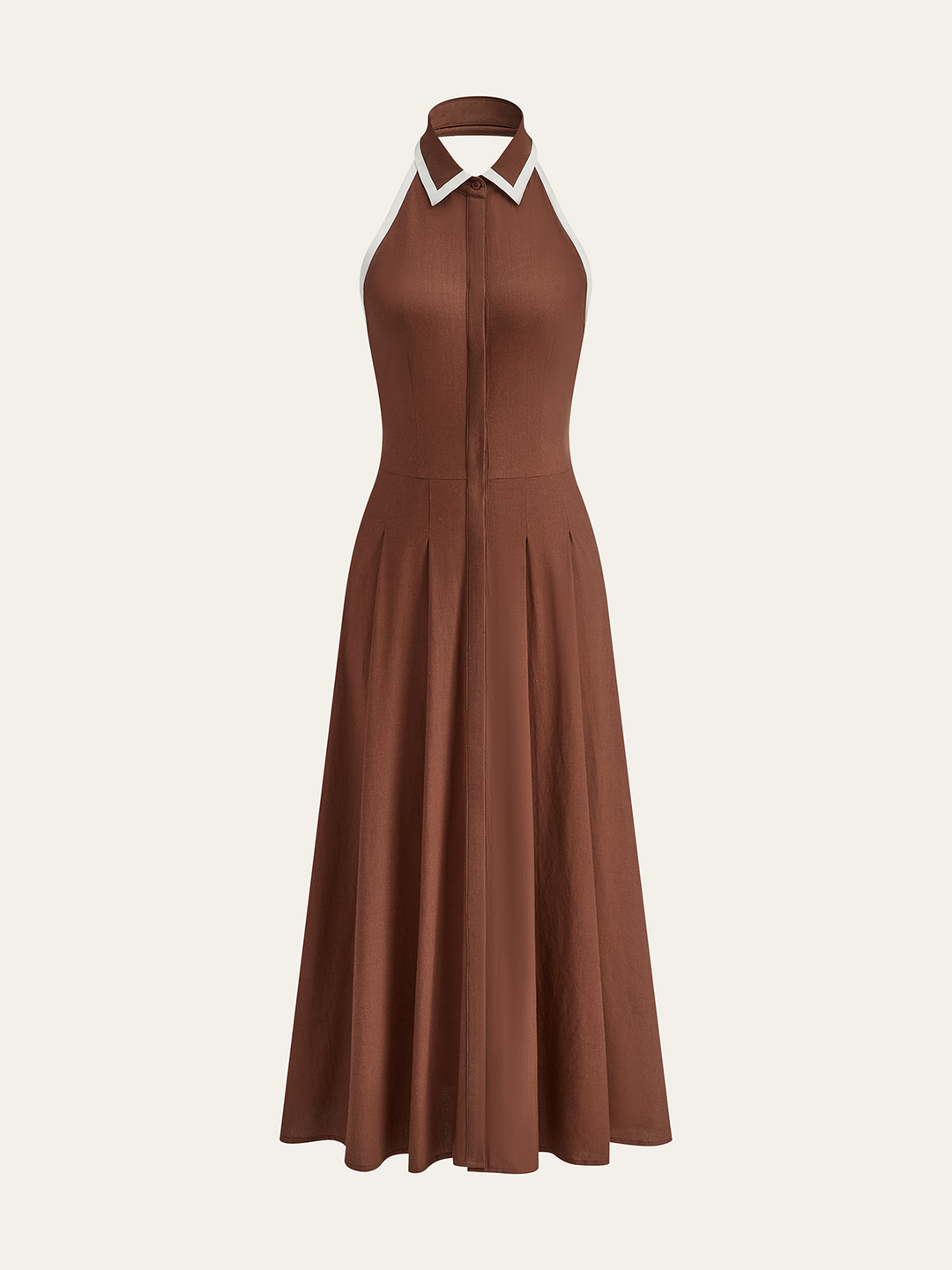 Robe Plissée à Col Orné