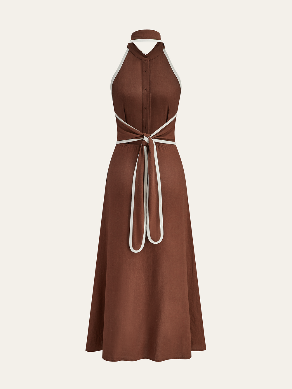 Robe Plissée à Col Orné