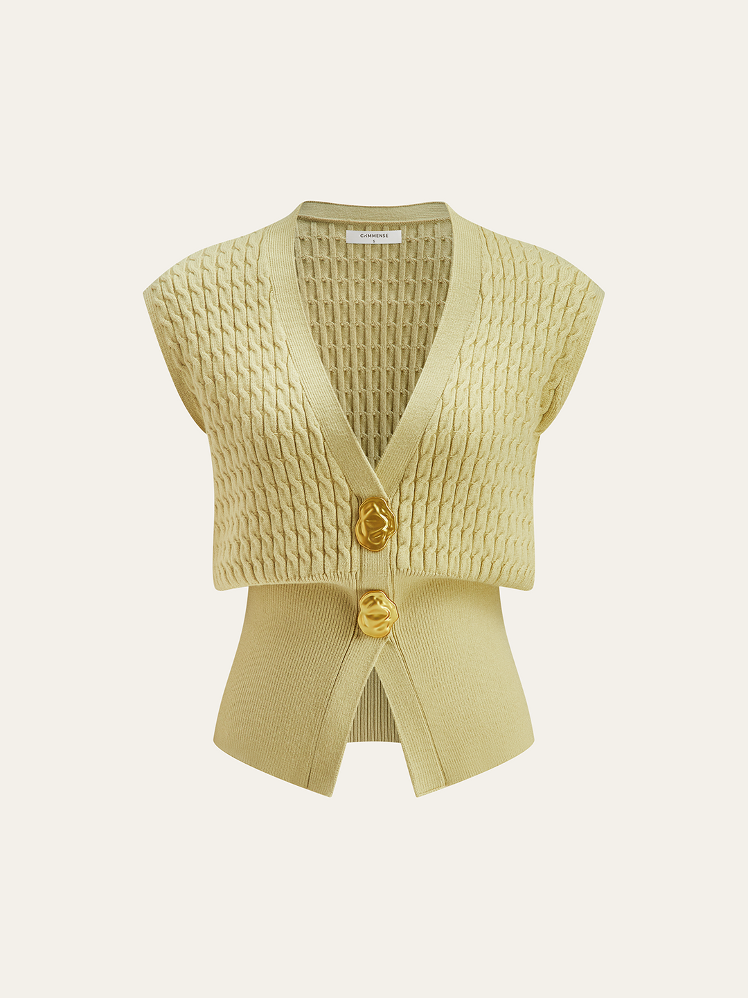 Gilet à col en tricot avec ceinture en métal
