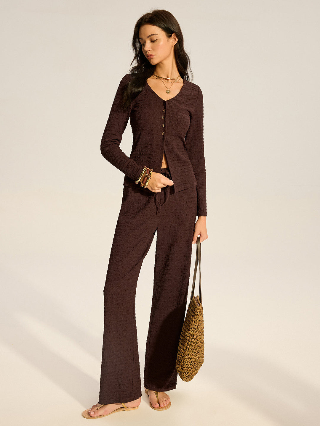 Ensemble Pantalon en Maille Texturée