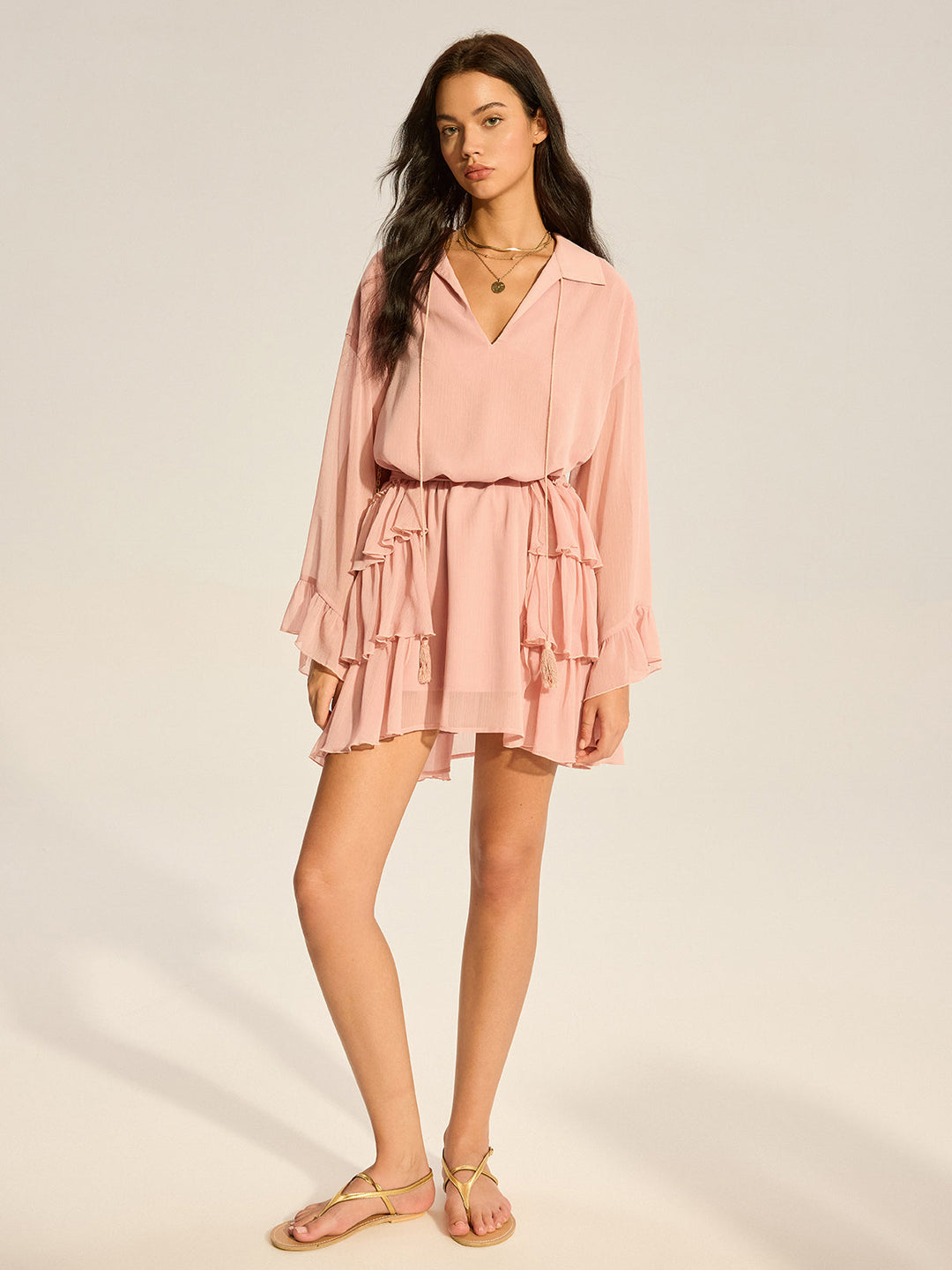 Robe Mini Évasée à Volants