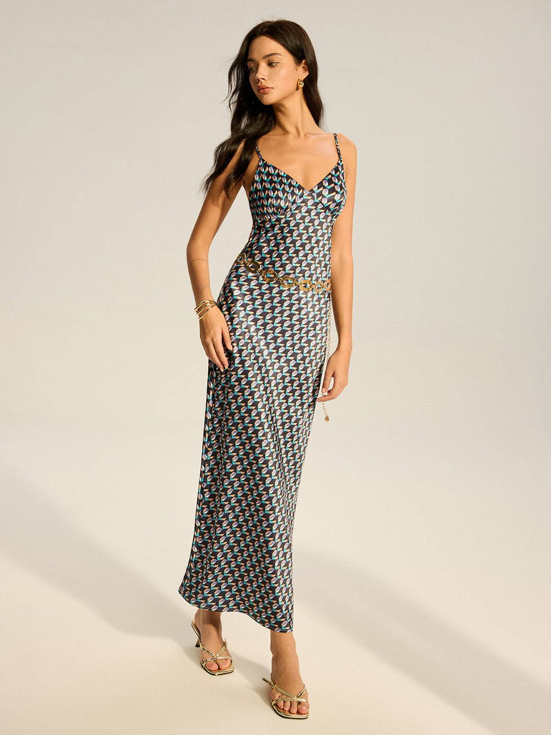 Robe Longue Vintage à Bretelles Spaghetti