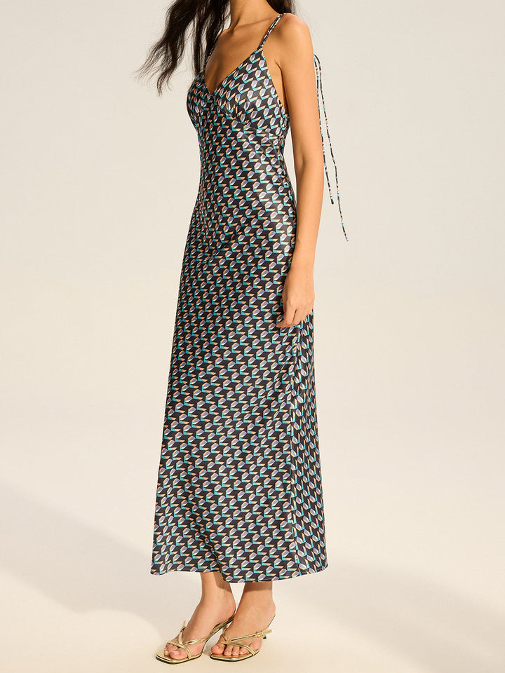 Robe Longue Vintage à Bretelles Spaghetti