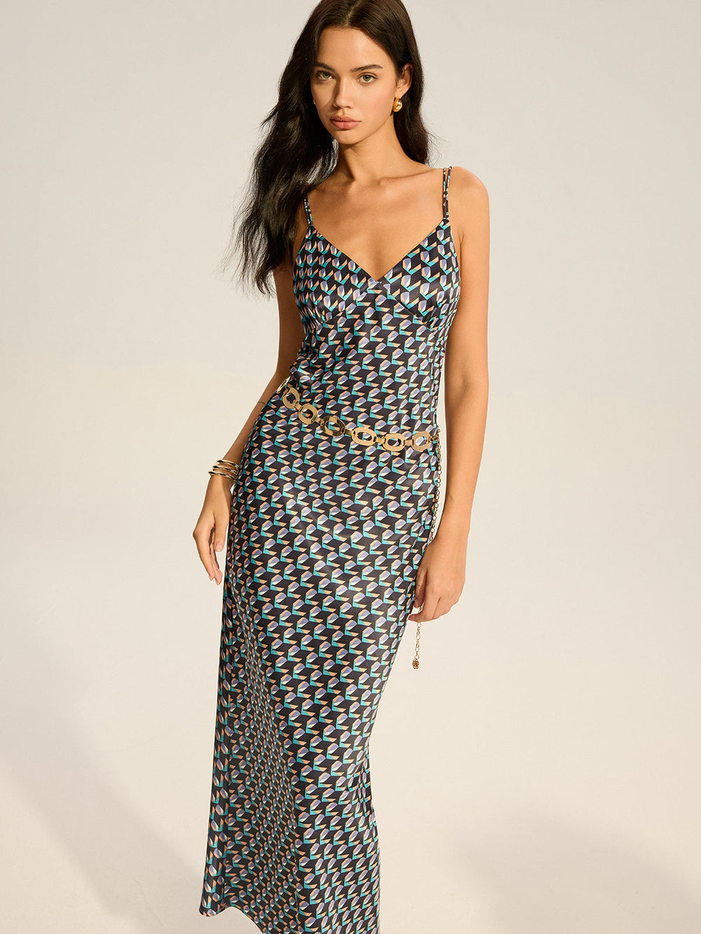 Robe Longue Vintage à Bretelles Spaghetti