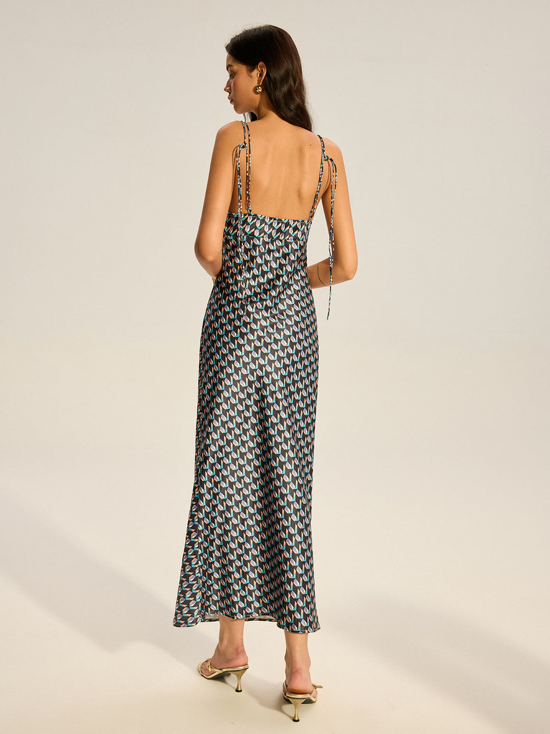 Robe Longue Vintage à Bretelles Spaghetti
