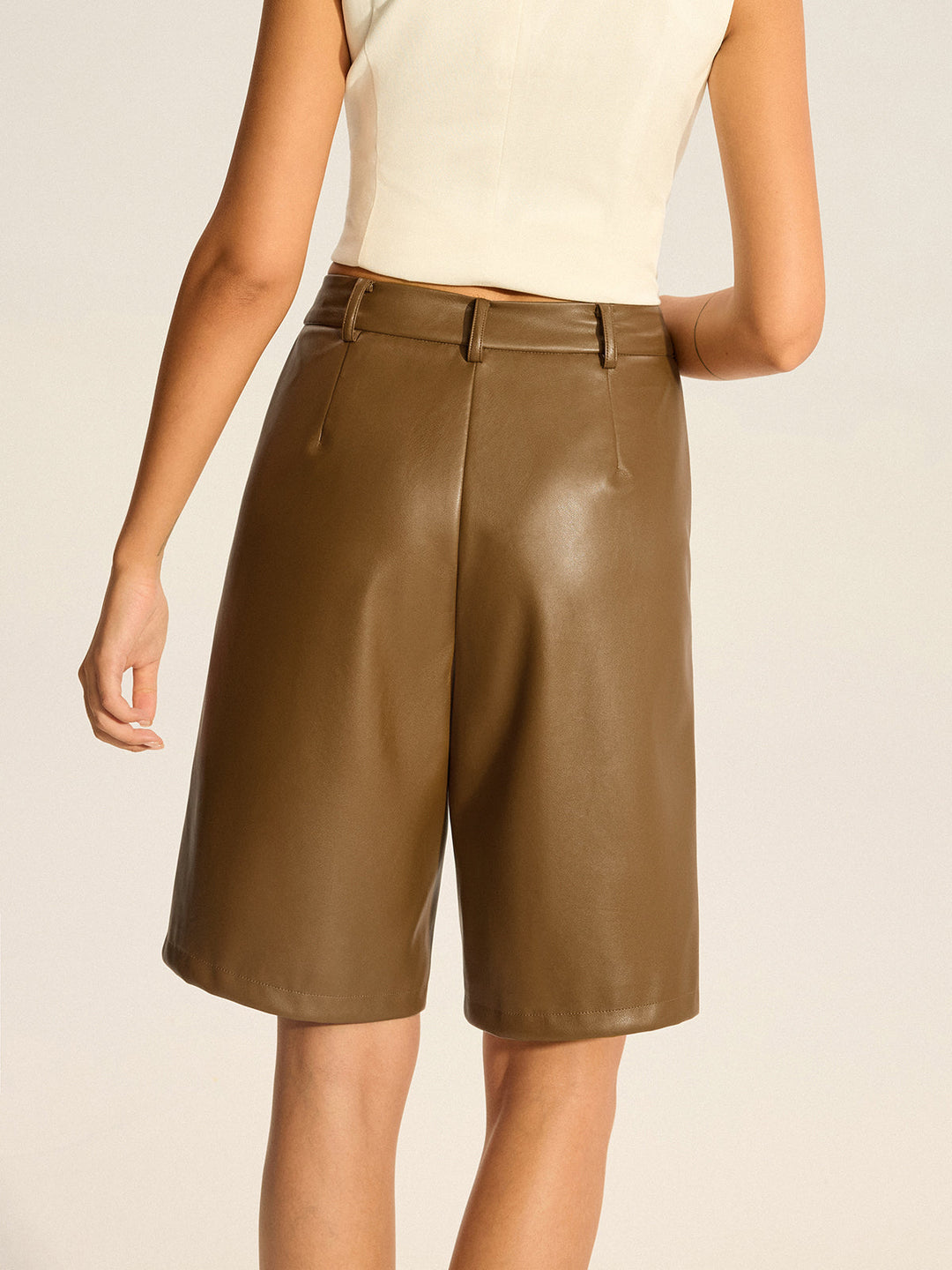 Shorts Bermuda en cuir PU