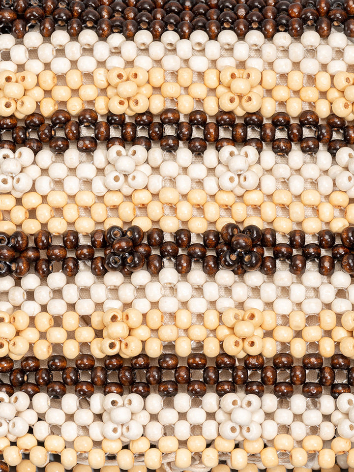 Sac Cabas Perles en Bois Rayé