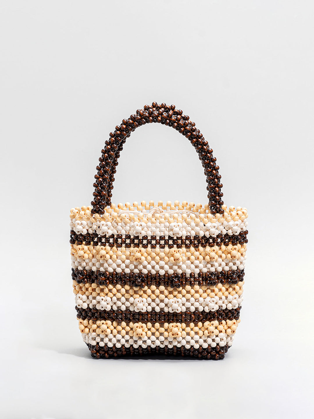 Sac Cabas Perles en Bois Rayé