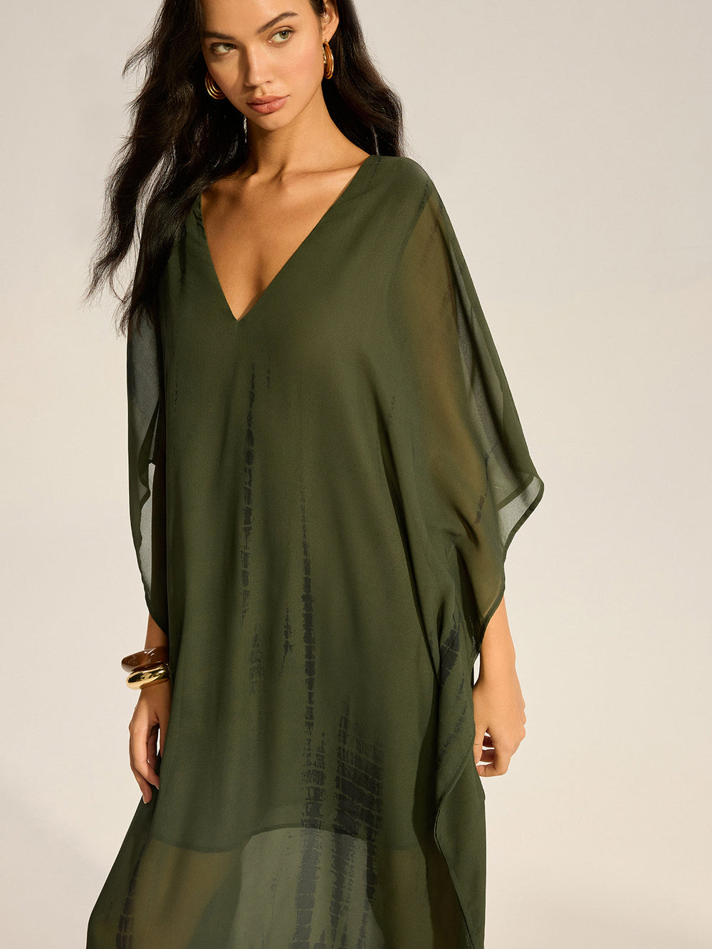 Robe Longue Magnifique en Mousseline à Col en V