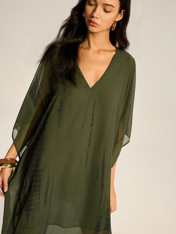Robe Longue Magnifique en Mousseline à Col en V
