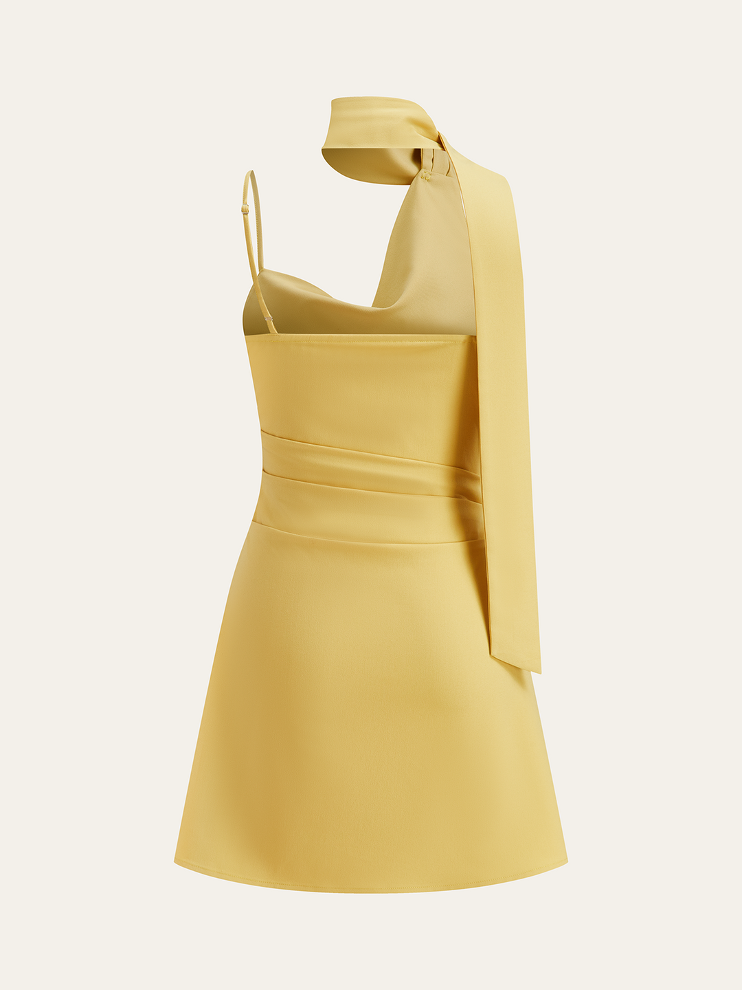Mini Robe à Col Cheminée avec Détail de Ceinture Asymétrique