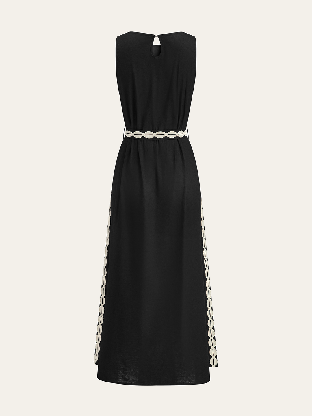 Robe Maxi à Garniture Contrastante
