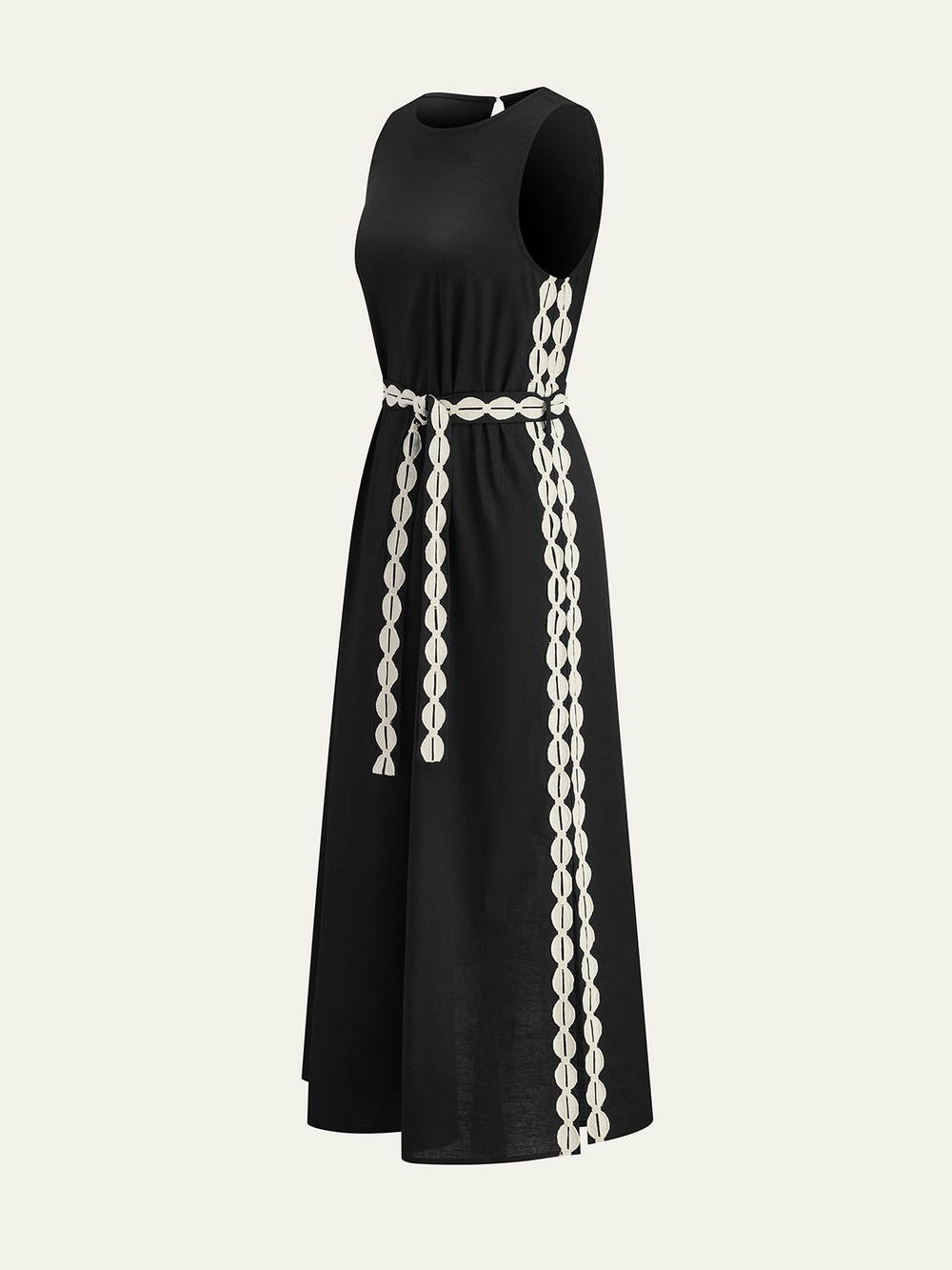 Robe Maxi à Garniture Contrastante