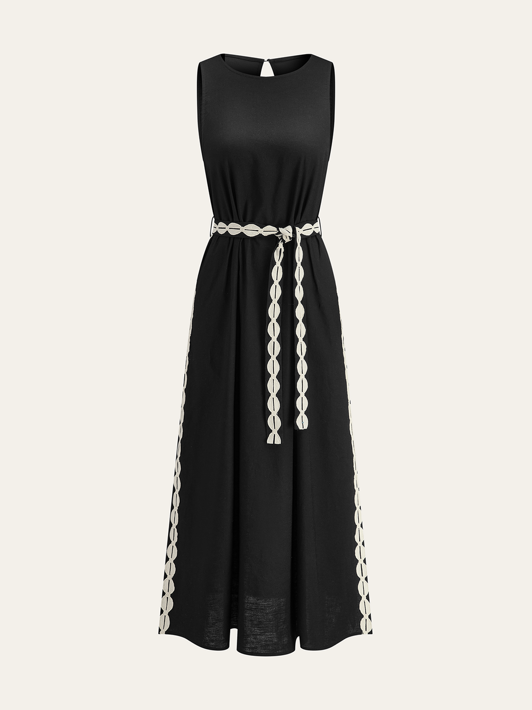 Robe Maxi à Garniture Contrastante