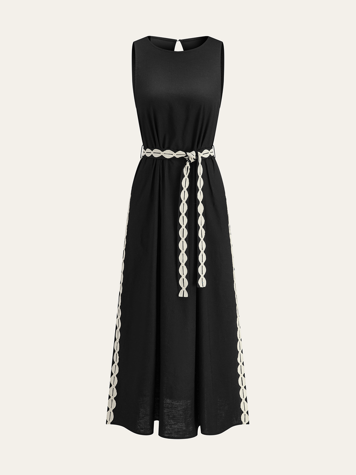 Robe Maxi à Garniture Contrastante