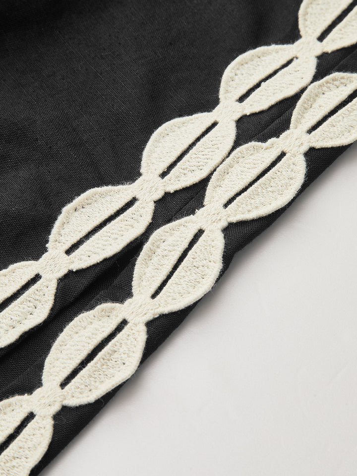 Robe Maxi à Garniture Contrastante