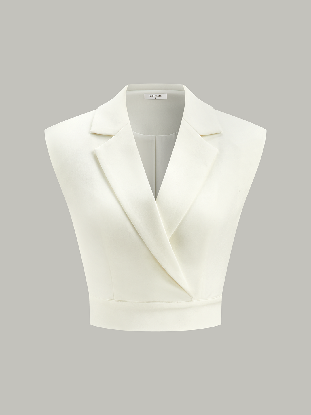 Gilet Blazer Court à Épaules Larges et Taille Cintrée