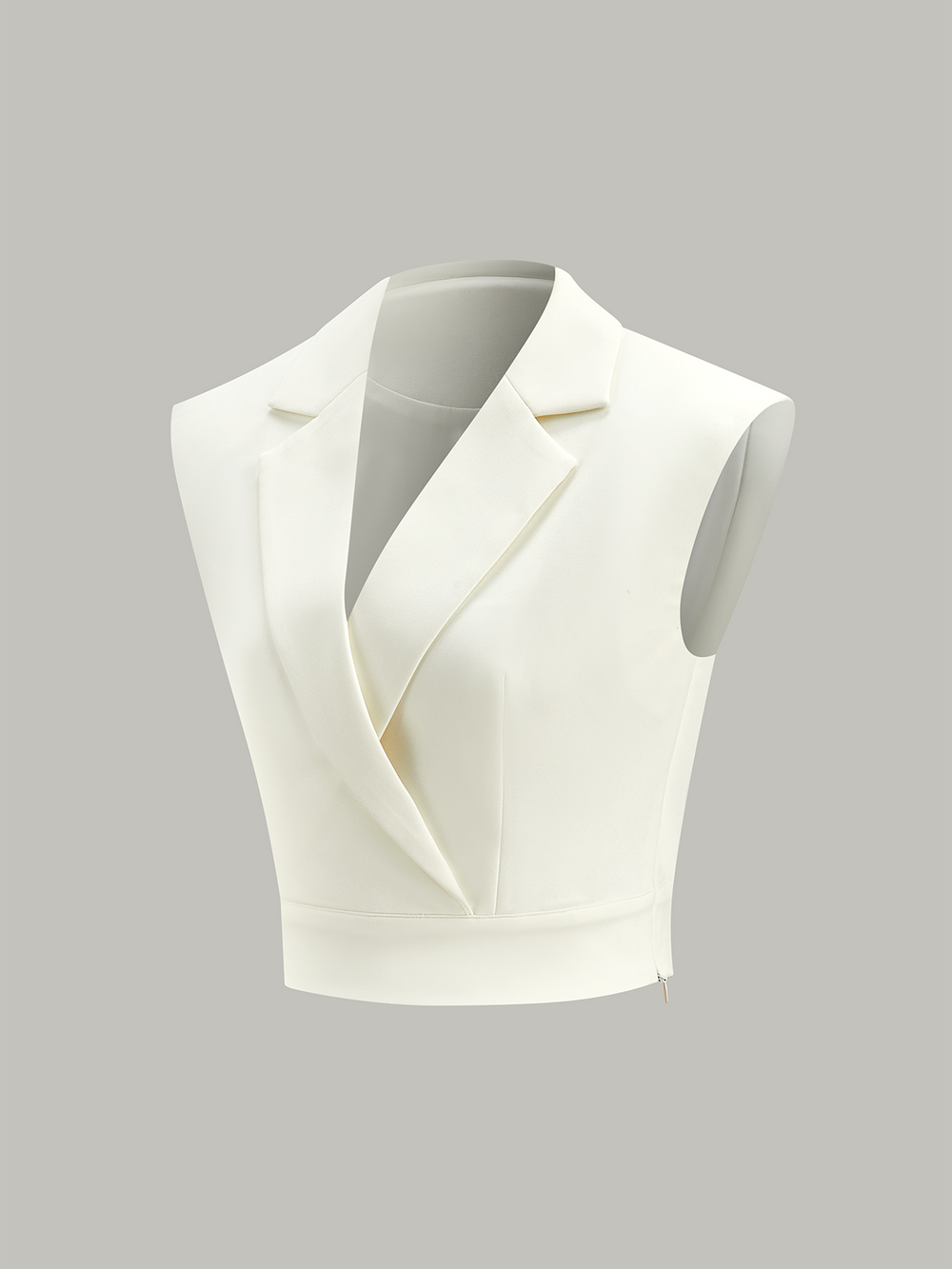 Gilet Blazer Court à Épaules Larges et Taille Cintrée