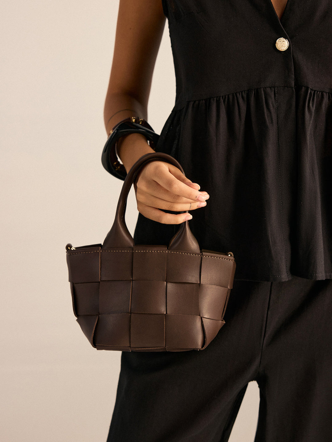 Sac Cabas En Similicuir Tressé