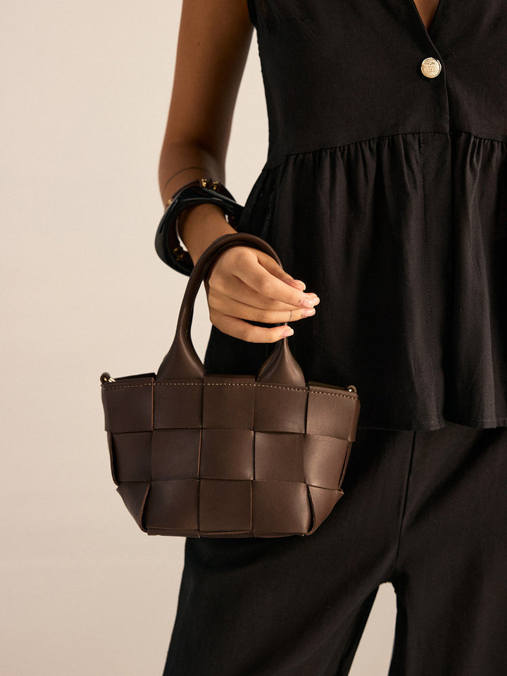 Sac Cabas En Similicuir Tressé