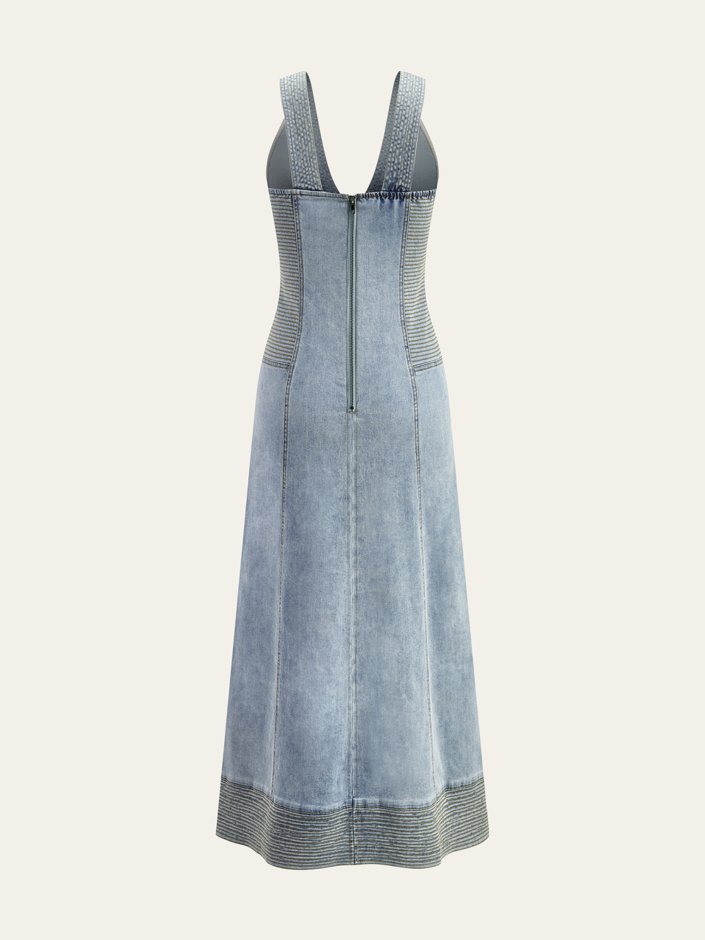 Robe sans manches en jean à boutonnage sur le devant